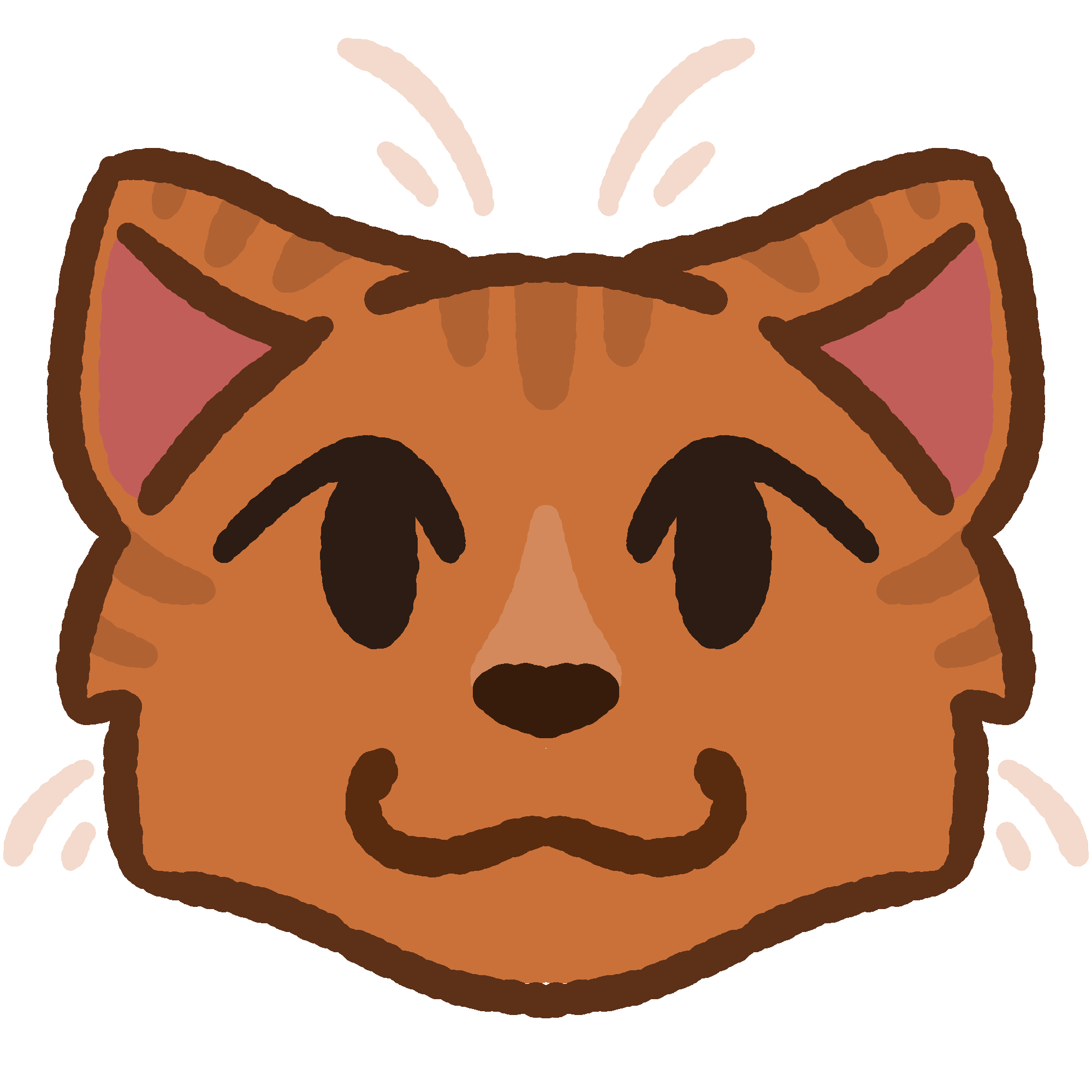 A simple orange tabby cat head with off-white whiskers